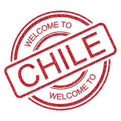 Welcome to Chile, red vintage travel grunge rubber stamp on transparent background, vector illustration