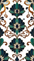Vibrant Floral Damask Seamless Pattern Luxury Symmetrical_26