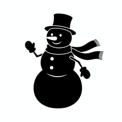 Snowman vector icon with hat and scarf