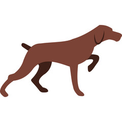 Brown German Shorthaired Pointer dog silhouette in motion against a transparent background