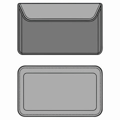 Gray leather envelope pouch and flat card holder illustration accessory