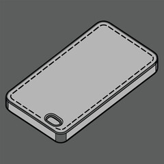 Isometric View Of A Simple Gray Phone Case On A Dark Background mobile phone accessory smartphone case
