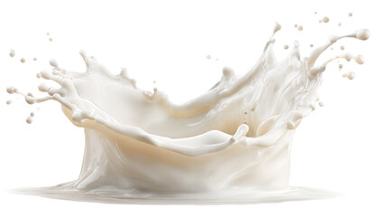 A milk splash against a black background.  A creamy, off-white milk splash radiates outward from a central point, creating a dynamic, fluid design. 