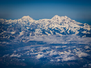 Eastern view of Denali - Mt Mckinley and Mt Foraker seen from the air