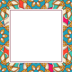 Oriental ornamental mosaic frame. Asian design for page decoration. Vector background