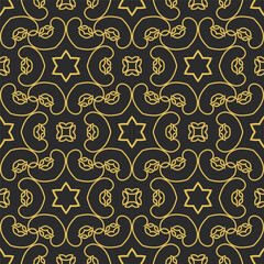 Vintage royal seamless pattern in Victorian style. Vector luxury fabric swatch with golden retro ornament