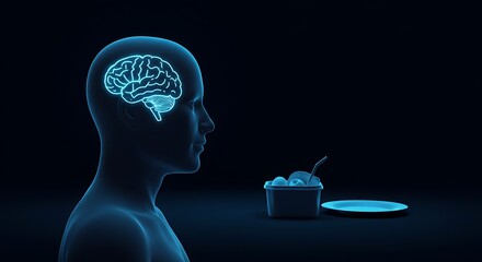 Craving sweets? Brain scan with dessert shows desire and temptation, perfect for health and wellness ads
