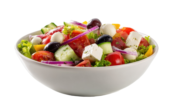 Colorful salad in a white bowl