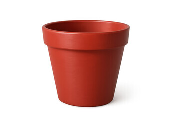 Empty terracotta flowerpot, red clay planter, isolated for gardening, planting, or home decor concepts