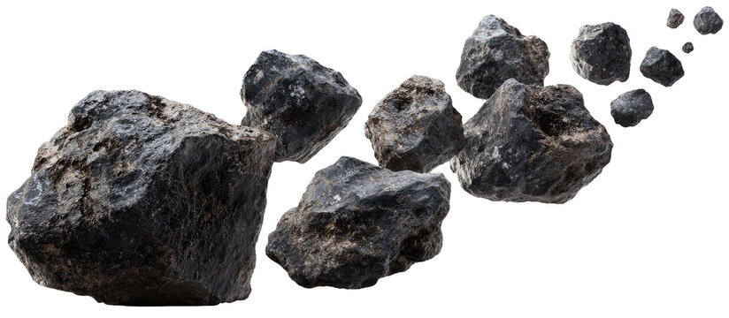 Scattered dark gray rocks against a black background (3)