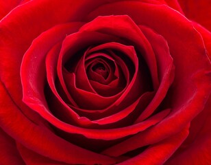 Close-up of a deep red rose, showcasing intricate petals