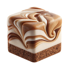 Caramel Swirl Dessert Square with Isolated on Black Background.