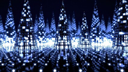 Futuristic Forest - A Digital Landscape of Glowing Trees.