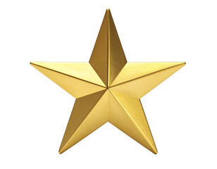 Gold 3D Five-Point Star – Metallic Decorative Icon – Isolated PNG on Transparent Background