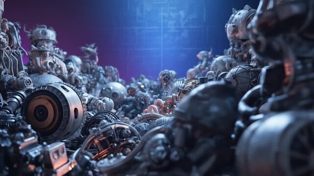 Detailed View of Futuristic Mechanical Assemblage in Cyberpunk or Sci-Fi Style