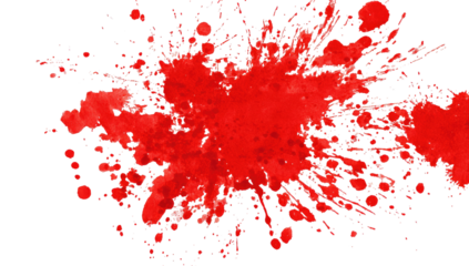 Red paint splatter explosion on black background