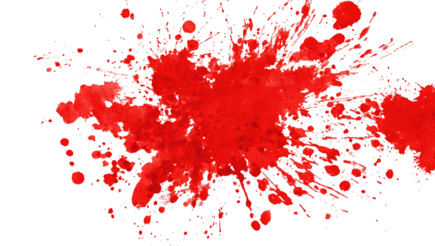 Red paint splatter explosion on black background