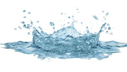 Water splash, crystalline,  on dark background.  A  powerful  splash radiates outwards.  Clear,  fresh,  and  dynamic