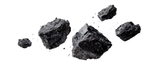 Dark gray rocks in motion against a black background.  Several irregular-shaped rocks, varying in size, appear to be in mid-air, with a sense of movement and impact. 