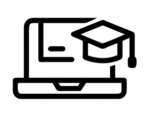 Online education on a laptop with graduation cap