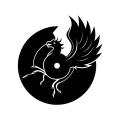 Minimalist white abstract design with curved lines and circles silhouette