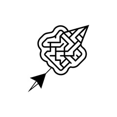 Abstract maze pattern forming a complex geometric shape silhouette