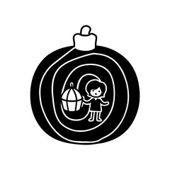 Obraz premium Whimsical girl holding a lantern inside a christmas ornament silhouette