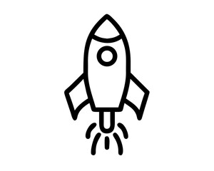Illustration of a launching rocket in black line
