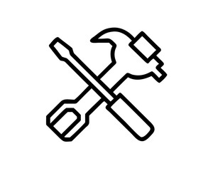 Illustration of a hammer and screwdriver
