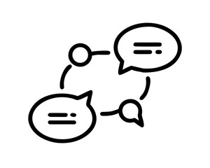 Four speech bubbles connected in a network
