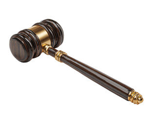 Dark wooden gavel with gold accents