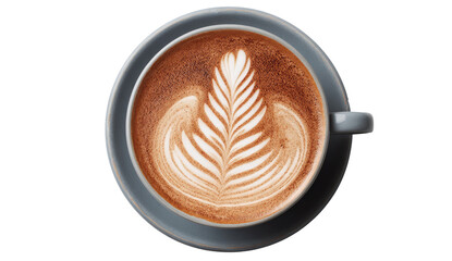 Aromatic latte art in a gray mug