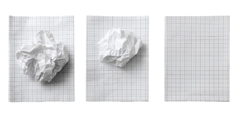 Crumpled paper on graph paper