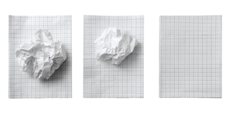 Crumpled paper on graph paper