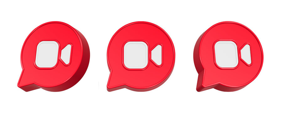 3d rendering design google meet icon in red bubble frame