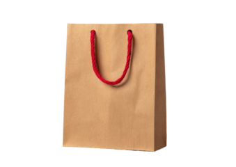 Plain kraft paper shopping bag with red handles (1)