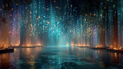 Ethereal '2026' created by slow-falling white and blue fireworks, resembling falling stars in the night sky