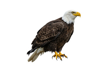 Majestic bald eagle perched against a stark black background