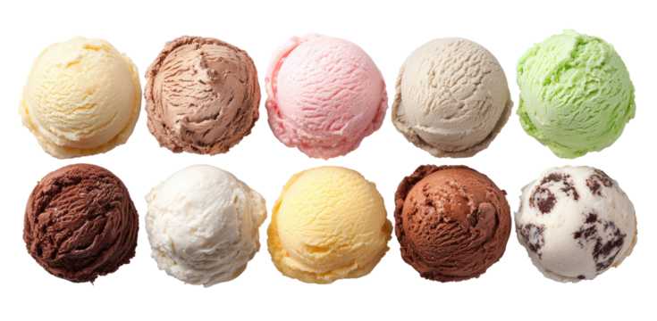 Assorted ice cream scoops in various flavors (1)