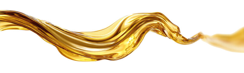 Golden liquid flowing in a dynamic, wavy stream against a black background