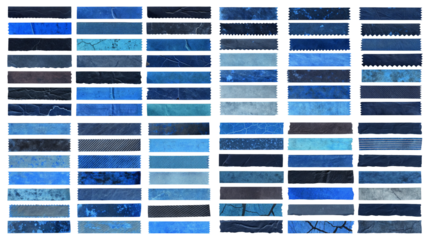 Assorted Blue Tape Collection Washi Tape Variety on transparent background