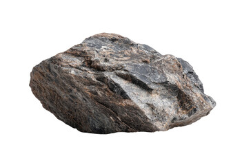 Close-up of a rough, unevenly textured stone.  Grayish-brown hues with darker streaks.  Solid, substantial shape