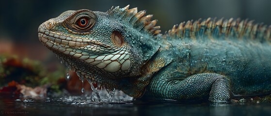 Fototapeta premium A lizard is in the water