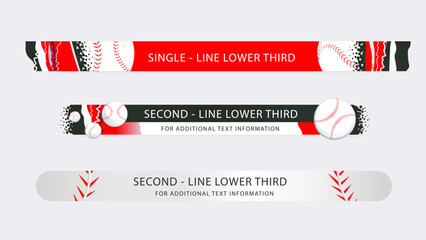 Set of lower third or sport banner design with baseball background.
