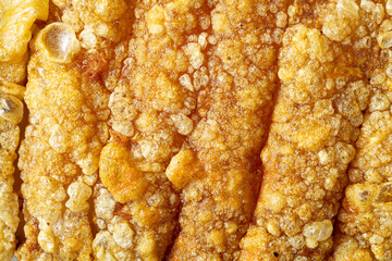 Close-up of crispy fried pork belly,Crispy fried pork belly looks delicious