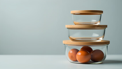 Reusable Glass Food Storage Containers with Bamboo Lids