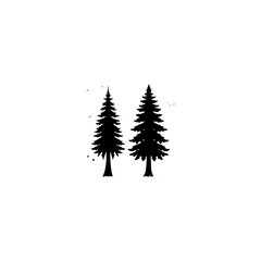 Fototapeta premium Christmas tree icon set. Vector illustration of pine silhouette 