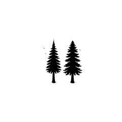 Obraz premium Christmas tree icon set. Vector illustration of pine silhouette 