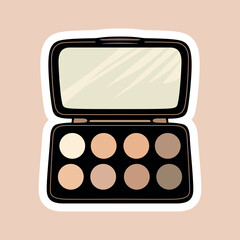 Vector clip art of a black makeup palette with a sleek and modern design. Perfect for beauty, fashion, cosmetic, and creative projects.