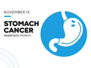 Obraz premium November is stomach cancer awareness month featuring a blue stomach icon on a clean white background for awareness